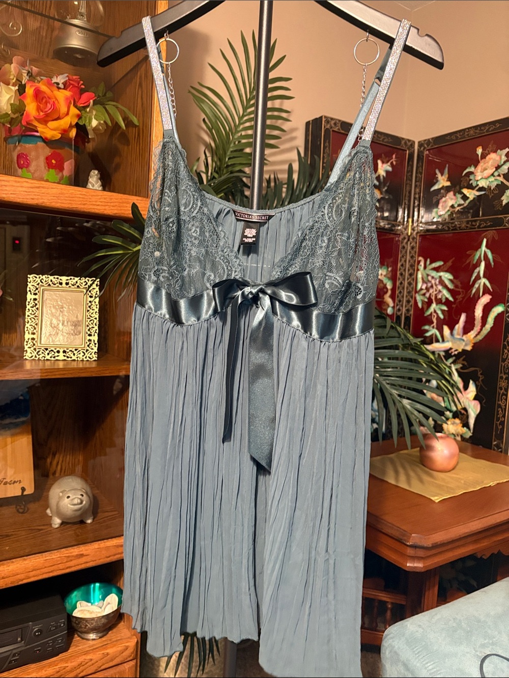 Victoria’s Secret Rhinestone Trim Satin Bow Chemise Women's Intimates
